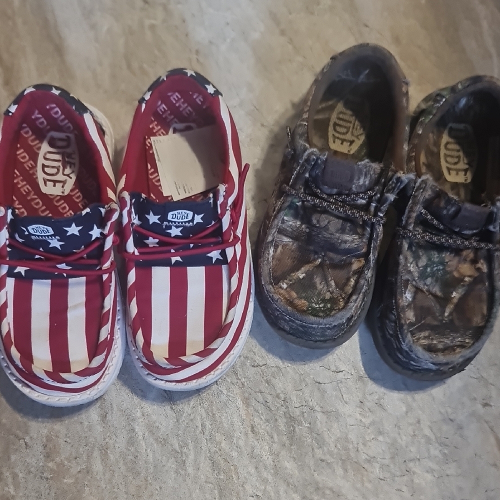 Hey Dude Patriotic Striped and Camo Kids Sneakers